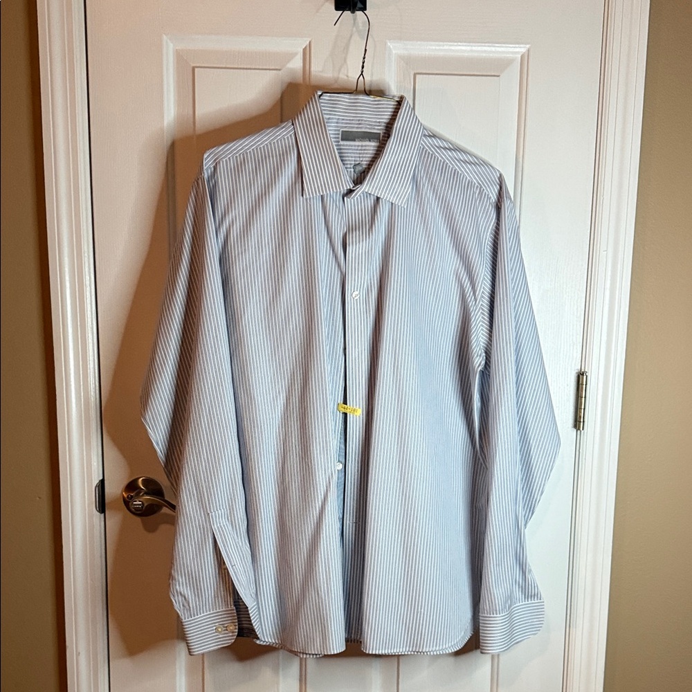 Michael Kors Light Blue & White Striped Dress Shirt - Picture 2 of 4